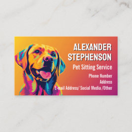 Cartão De Visita Pet Sitting Service Dog Walking Pop Art Golden Lab
