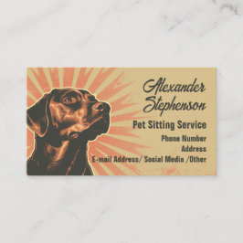 Cartão De Visita Pet Sitting Service Dog Walking Retro Black Lab