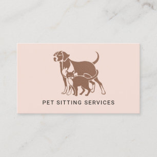 Cartão De Visita Pet Sitting Services Rosa Dourado e rosa