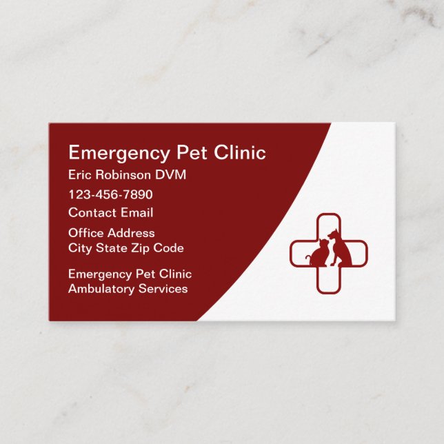 Cartão De Visita Pet Veterinary Emergency Clinical Hospital (Frente)