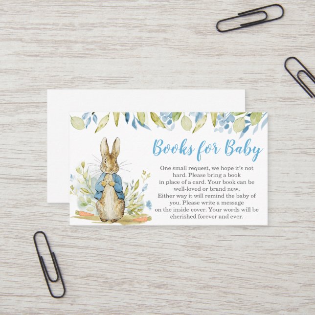 Cartão De Visita Peter Rabbit Chá de fraldas Books para Bebê (Frente/Verso In Situ)