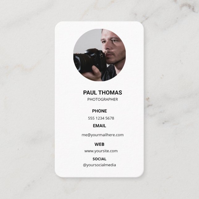 Cartão De Visita Photography Modern Minimal Simple Photo Business  (Frente)