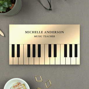 Cartão De Visita Pianista de Teclado Cream Gold Foil Piano