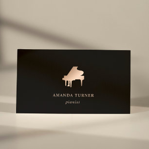 Cartão De Visita Pianista Estiloso Rose Gold Minimal