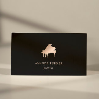 Cartão De Visita Pianista Estiloso Rose Gold Minimal