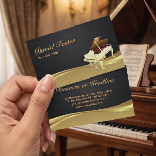 Cartão De Visita Pianista Grande Pianista negro Dourado Damasco Ele