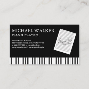 Cartão De Visita Pianista  Player de música  Notas do Folheto