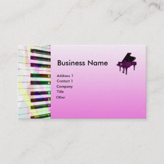Cartão De Visita Piano de cauda com o teclado no rosa