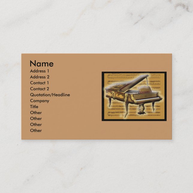 Cartão De Visita Piano e Notação Antigos (Frente)