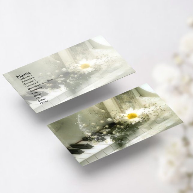 Cartão De Visita Piano, flores e estrelas (Criador carregado)