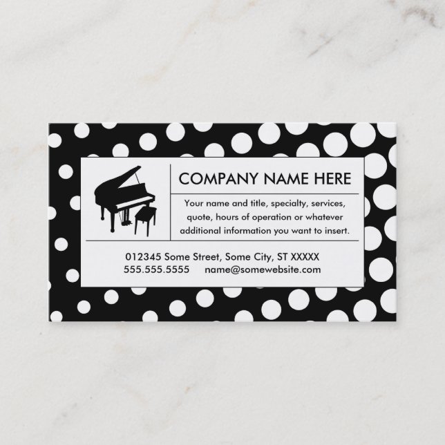Cartão De Visita piano halftone (Frente)
