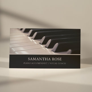 Cartão De Visita Piano Keys Acompanha Treinador Vocal Elegante Mode