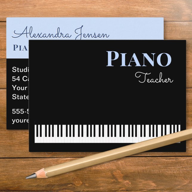 Cartão De Visita Piano Keys Music Teacher Keyboard Tutor (A business card for a piano teacher, with piano keys design, to personalize with music tutor details)