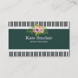 Cartão De Visita Piano Keys, Professor de Música Elegante