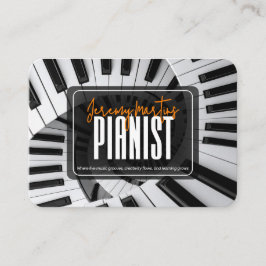 Cartão De Visita Piano Moderno Espiral Branco no Preto Laranja Pian
