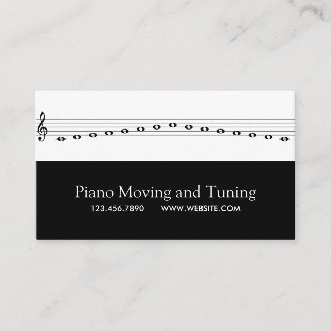 Cartão De Visita Piano Moving and Tuning Movers Music Repair (Frente)