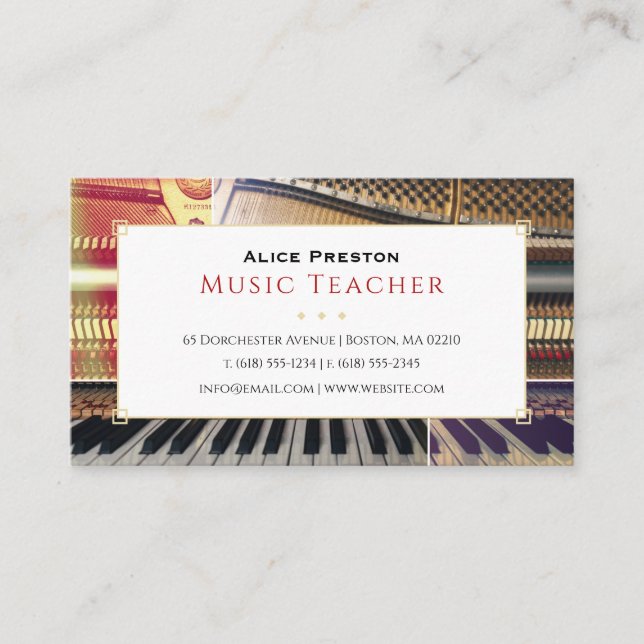 Cartão De Visita Piano Music Teacher | Unique (Frente)