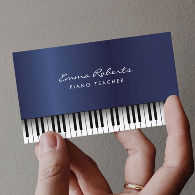 Cartão De Visita Piano Música Professora Royal Blue Musical (Criador carregado)