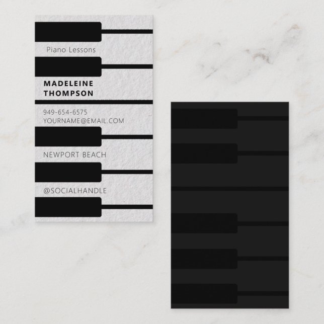 Cartão De Visita Piano Pianista Professor de Música Teclado Moderno (Frente/Verso)