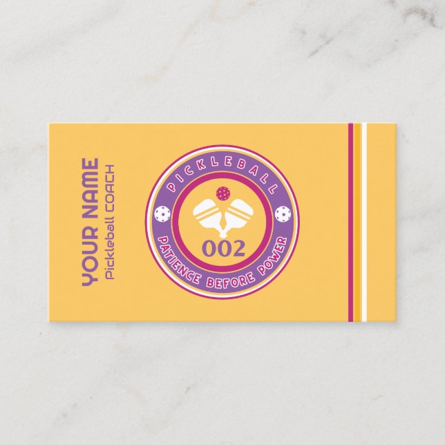 Cartão De Visita Pickleball personalizável amarelo (Frente)