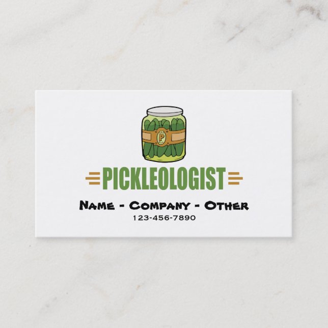 Cartão De Visita Pickles Engraçado Amantes Título PICKLEOLOGISTA (Frente)