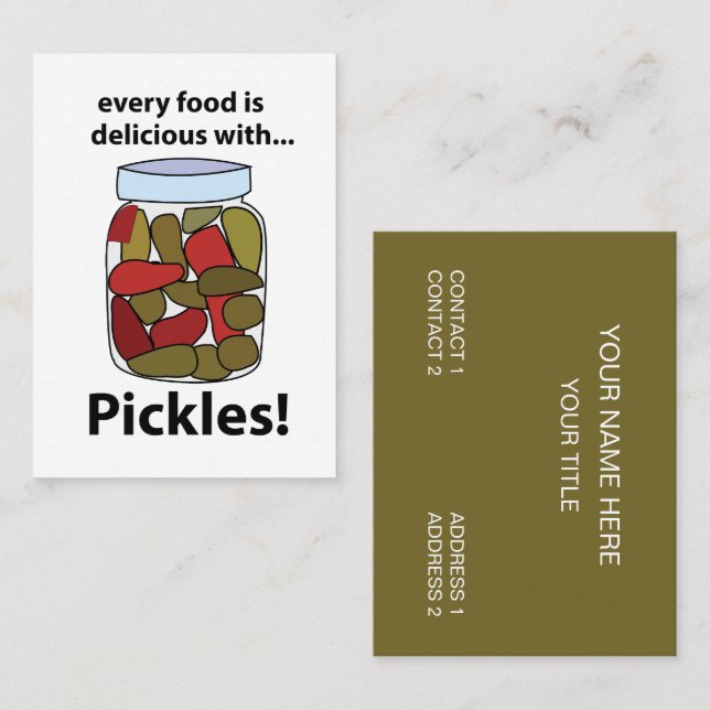 Cartão De Visita Picles Todo Comida é Delicioso Com Picles  (Frente/Verso)
