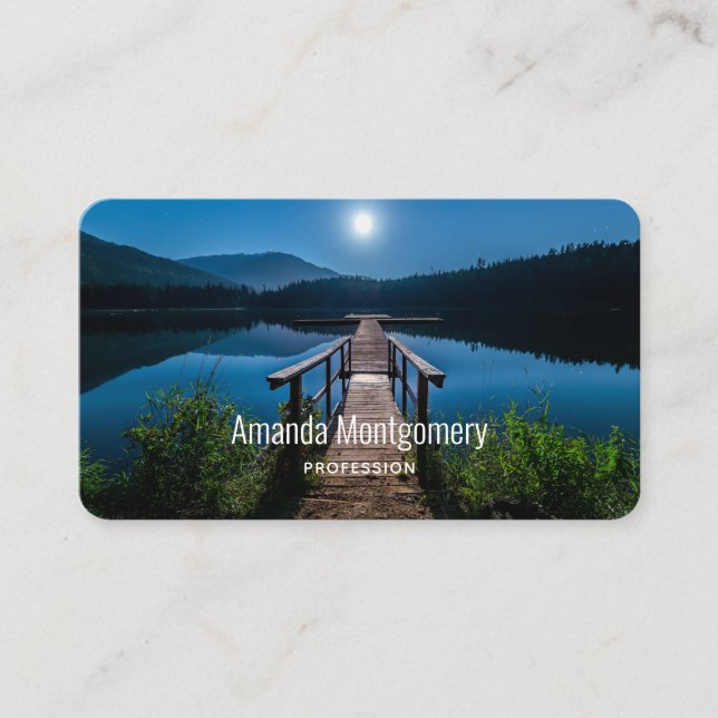 Cartão De Visita Píer à noite sob lua cheia (Frente)