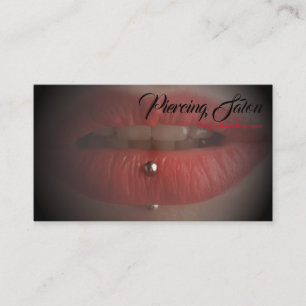 Cartão De Visita Piercing de lábios vermelhos e pretos foto