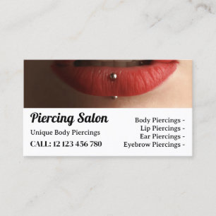 Cartão De Visita Piercing nos Lábios Jóias de Prata Rose Elegante