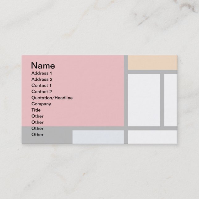 Cartão De Visita Piet Mondrian - Composição com Plano Vermelho Gran (Frente)