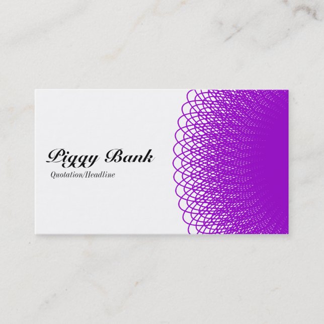 Cartão De Visita Piggy Bank - Roxo e Branco (Frente)