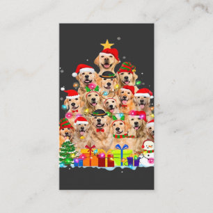 Cartão De Visita Pijama de Natal Retriever Dourado Árvore Presente