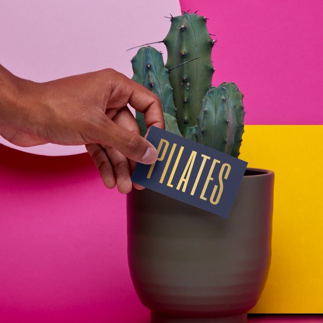 Cartão De Visita pilates azuis e dourados elegantes marinhos (Criador carregado)