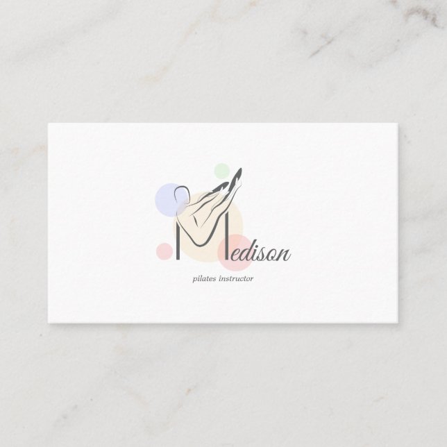 Cartão De Visita Pilatos - Letra M Pose | Monograma - Letra M Pilat (Frente)