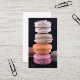 Cartão De Visita Pilha colorida de Macarons Franceses