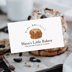 Cartão De Visita Pilha de Biscoitos Rústicos Aquarela Padaria