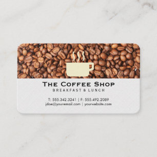 Cartão De Visita Pilha de Grãos de Café Logotipo de Xícara de Caf