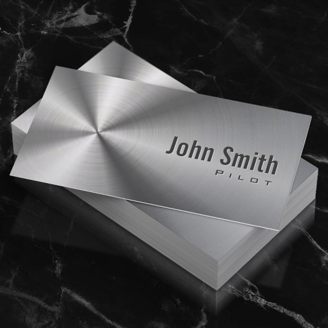 Cartão De Visita Pilot Aviator Stainless Steel Metallic Faux Metal (Criador carregado)