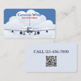 Cartão De Visita Piloto de aeronave QR personalizado