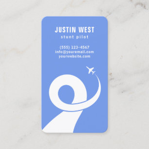 Cartão De Visita Piloto de conluio plano acrobático branco azul da