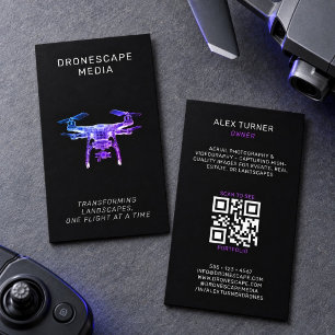 Cartão De Visita Piloto de Drone Fotografia UAV Código QR Moderno P