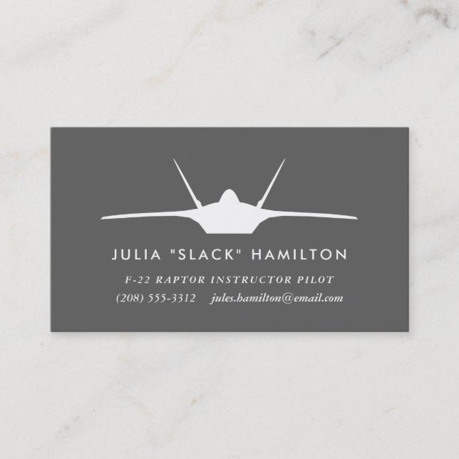 Cartão De Visita Piloto de Raptor F-22 (Frente)