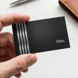 Cartão De Visita Piloto profissional Prata preta