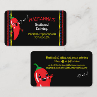 Cartão De Visita Pimenta mexicana no sudoeste do chef catando Bu