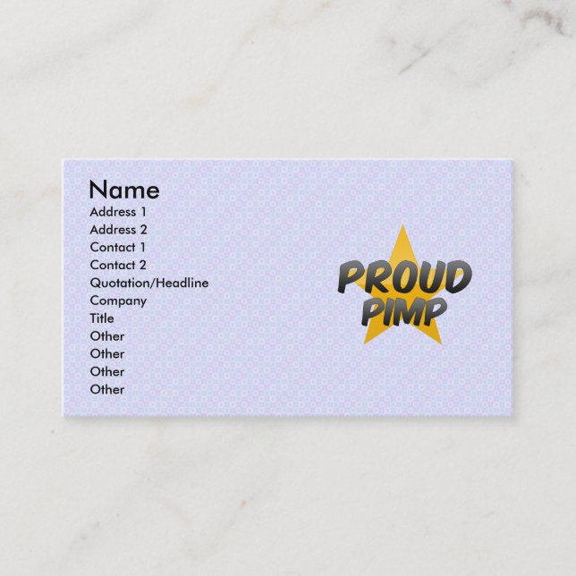 Cartão De Visita Pimp Orgulhoso (Frente)