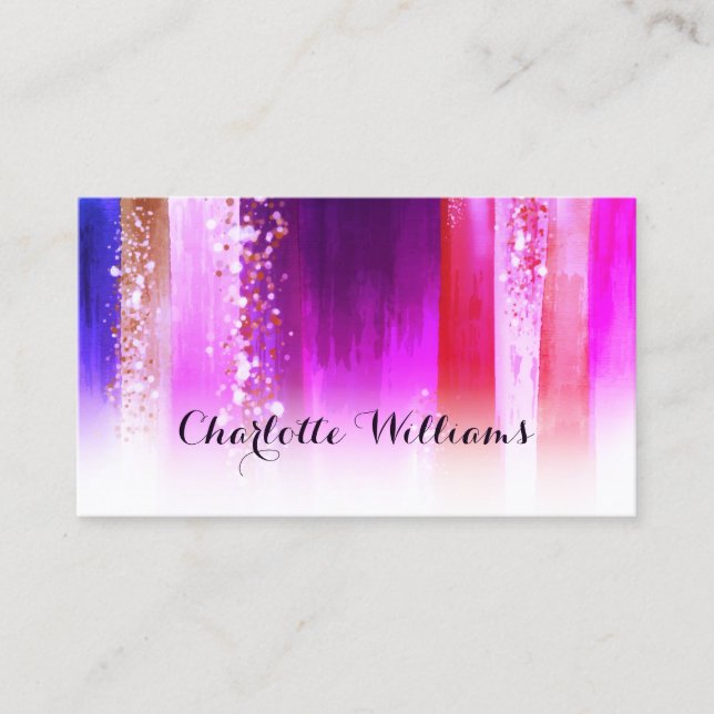 Cartão De Visita Pincéis de Aquarela Moderna na moda e Largura Dour (Frente)