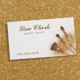 Cartão De Visita Pincéis de Maquiagem Chi Golden Glitter Artista de