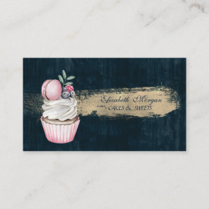 Cartão De Visita Pincel Cupcake de Macaron Moderno