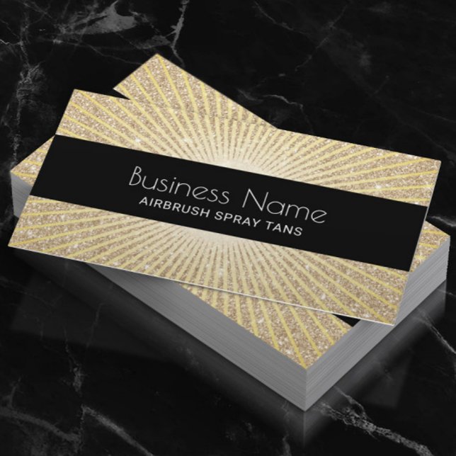 Cartão De Visita Pincel de Ar Móvel Tans Dourados Rays Modernos Sal (Criador carregado)