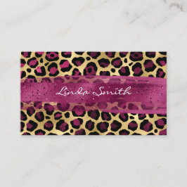 Cartão De Visita Pincel de Ouro de Vinho Leopardo Pincel